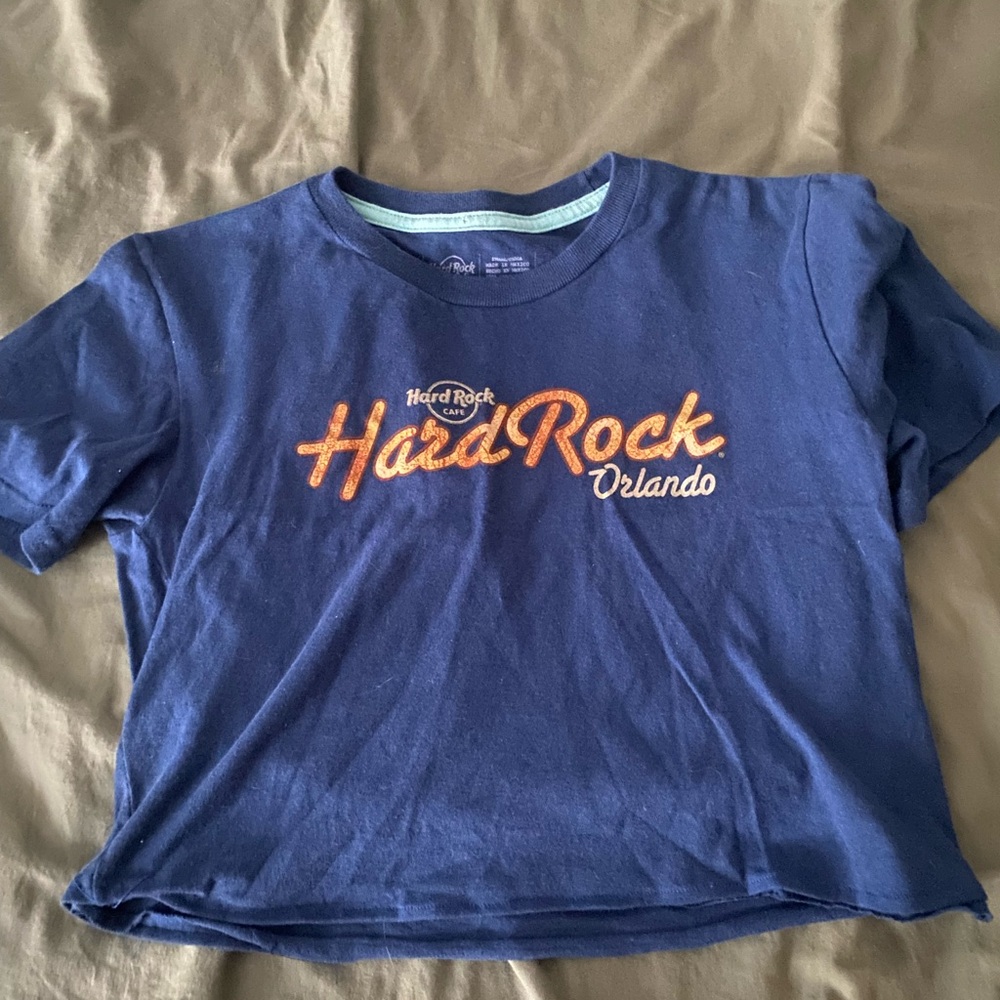 Hard Rock Cafe Cropped Blue T-Shirt